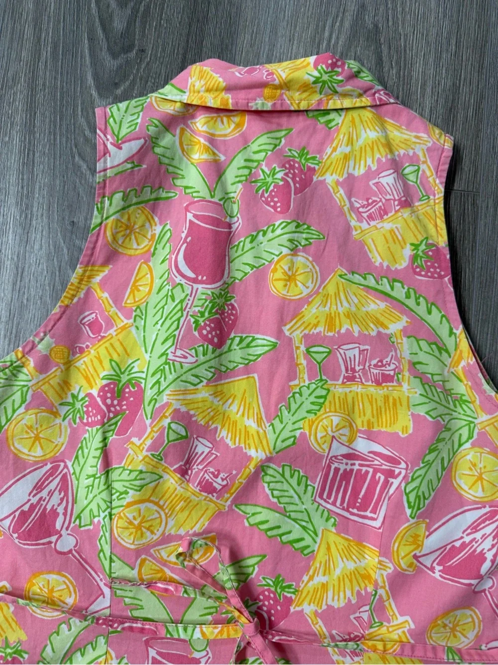 Lilly Pulitzer Pink Cocktail Tiki Print Sleeveless Shirt Dress 4 Cotton Preppy - Picture 11 of 11